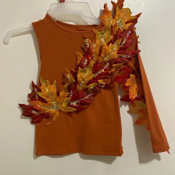Fall outfit girls size 6, glitter leaves - Picture 1 of 7